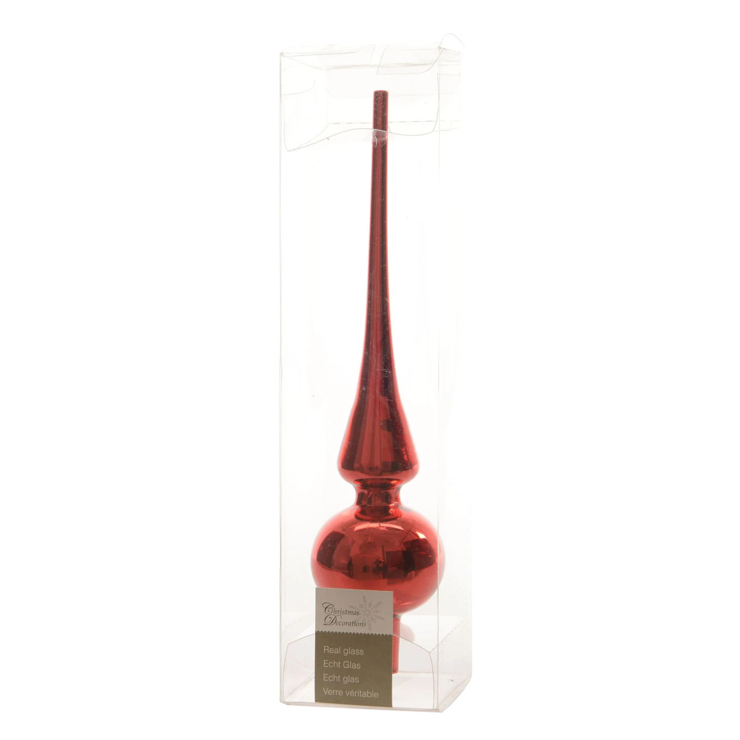 Puntale Albero Natale 26cm In Vetro Rosso 1 Puntale Albero Natale 26cm In Vetro Rosso
