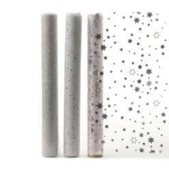 Tessuto Con Glitter E Decorazioni Oro 35x200cm - Argento