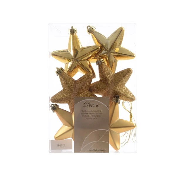 6 Stelle Con Decoro Glitter Oro 7.5cm 1 6 Stelle Con Decoro Glitter Oro 7.5cm