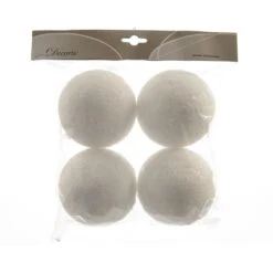 4 Palle 10cm Con Neve Bianche
