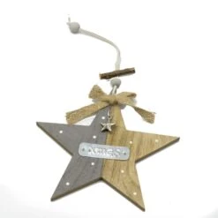 Decorazione Stella Con Fiocco Oro 18x32cm