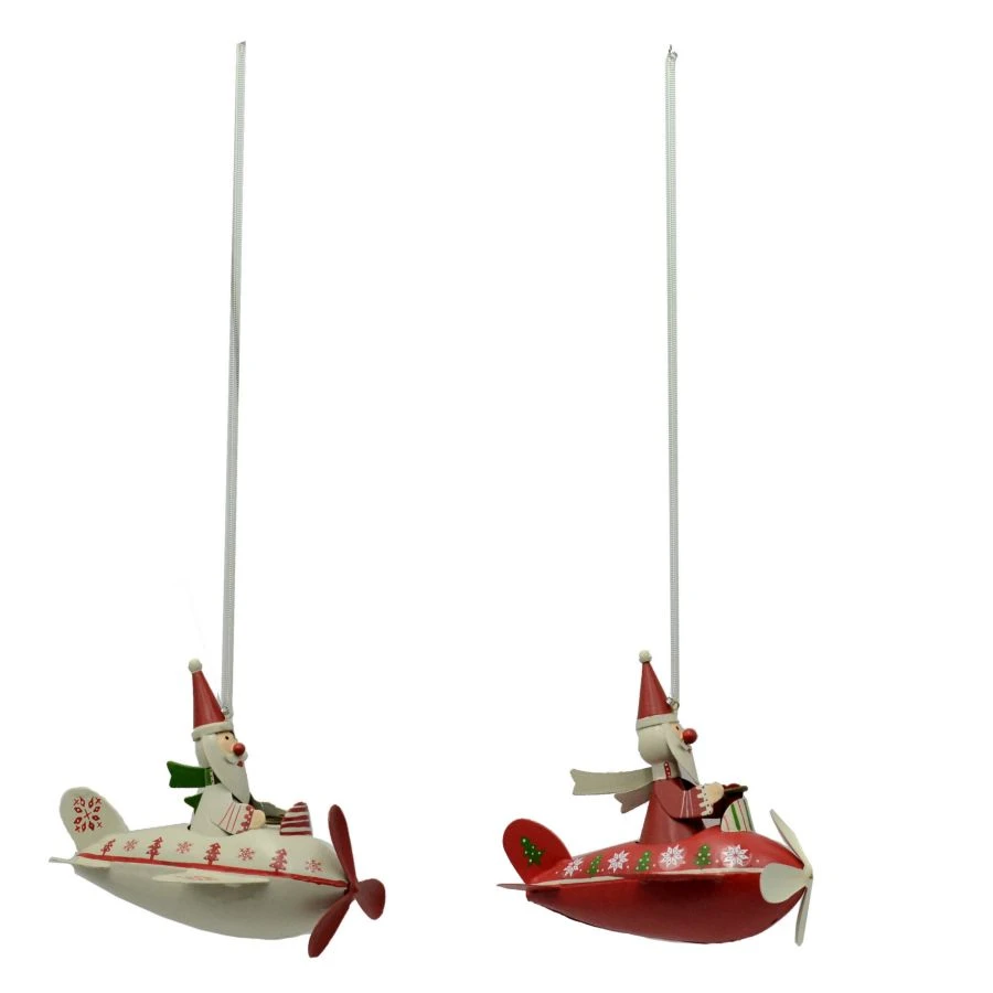 Decorazione Elicottero Metallo Con Babbo Natale 1 Decorazione Elicottero Metallo Con Babbo Natale