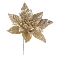 Pick Decorazione Floreale Stella Di Natale Classica - Champagne