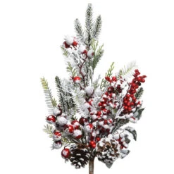 Ramo Innevato Con Bacche Rosse
