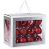 Set 60 Sfere In Vetro Rosso Lucido, Opaco, Glitter