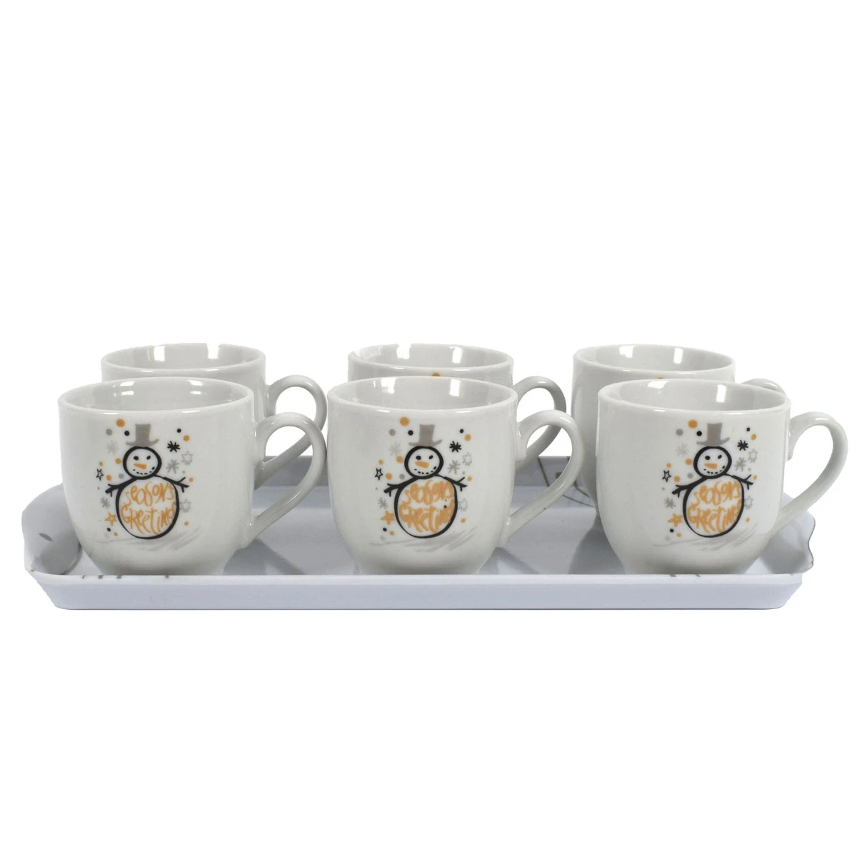 Set 6 Tazzine E Vassoio Con Decorazioni Natalizie 1 Set 6 Tazzine E Vassoio Con Decorazioni Natalizie