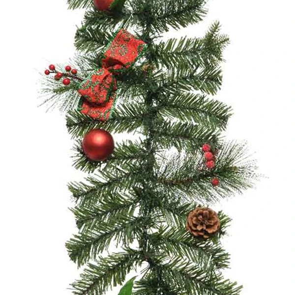 Ghirlanda Natalizia Con Decorazioni Rosse 180 Cm 1 Ghirlanda Natalizia Con Decorazioni Rosse 180 Cm