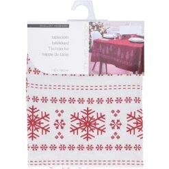 Tovaglia Natalizia 6 Posti Con Decorazione Fiocchi Di Neve 130x180 Cm -Negozio Di Decorazioni Natalizie 0032886 tovaglia natalizia 6 posti con decorazione fiocchi di neve 130x180 cm