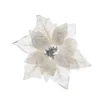 Addobbo Floreale Poinsetia Con Clip 30cm Bianco/Argento