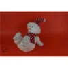 Pupazzo Di Neve Seduto Con Pelliccia E Glitter 43cm