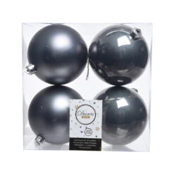 4 Palline Natalizie 100mm Grigie