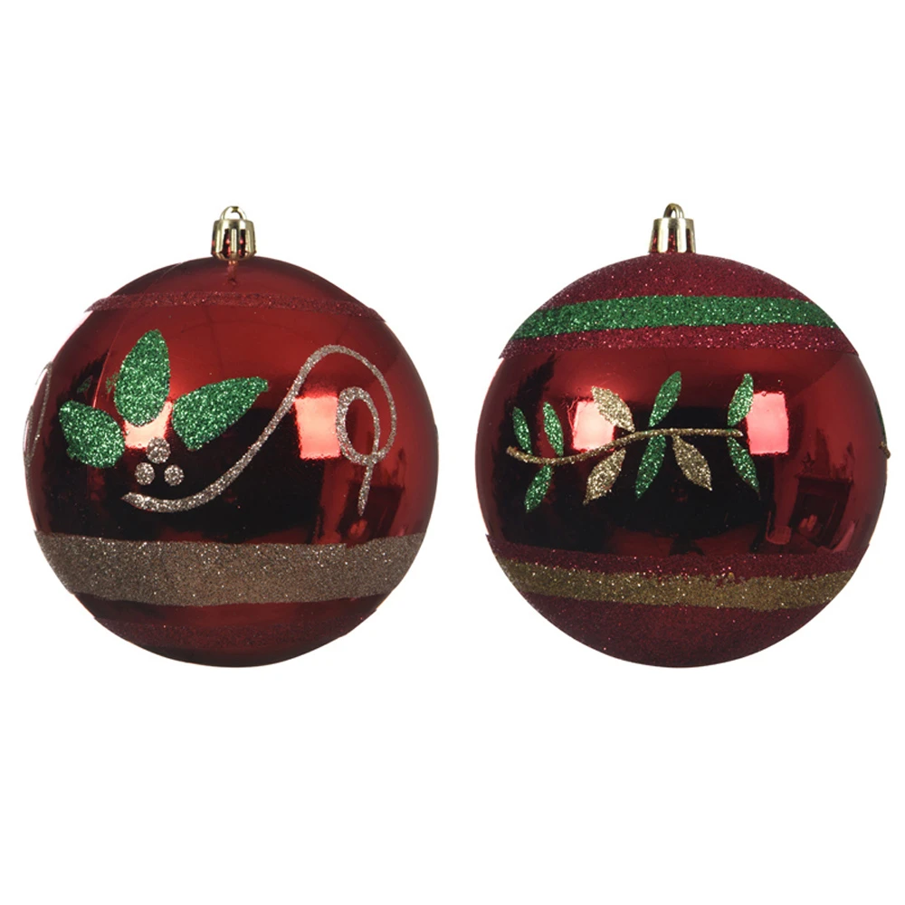 Pallina Natalizia 100mm Rossa Con Decorazione 1 Pallina Natalizia 100mm Rossa Con Decorazione