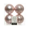 4 Palline Natalizie 100mm Infrangibili Rosa Cipria
