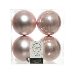 4 Palline Natalizie 100mm Infrangibili Rosa Cipria