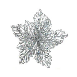 Addobbo Floreale Stella Di Natale 23,5cm Argento