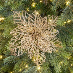 Addobbo Floreale Stella Di Natale 23,5cm Oro 5 Addobbo Floreale Stella Di Natale 23,5cm Oro -Negozio Di Decorazioni Natalizie 0057163 addobbo floreale stella di natale 235cm oro