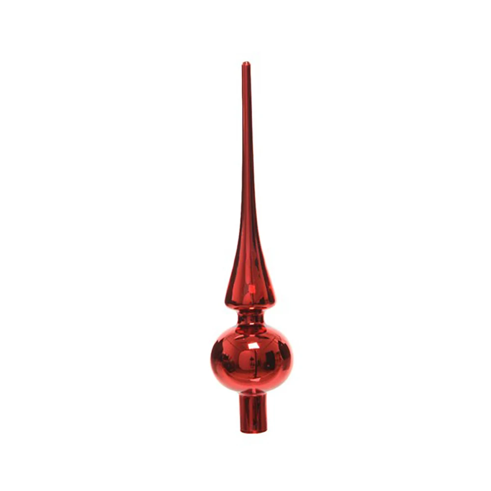 Puntale Albero Natale 26cm In Vetro Rosso 2 Puntale Albero Natale 26cm In Vetro Rosso - immagine 2