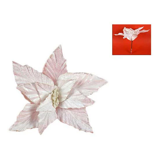 Addobbo Floreale Stella Di Natale 32cm Bianco 1 Addobbo Floreale Stella Di Natale 32cm Bianco