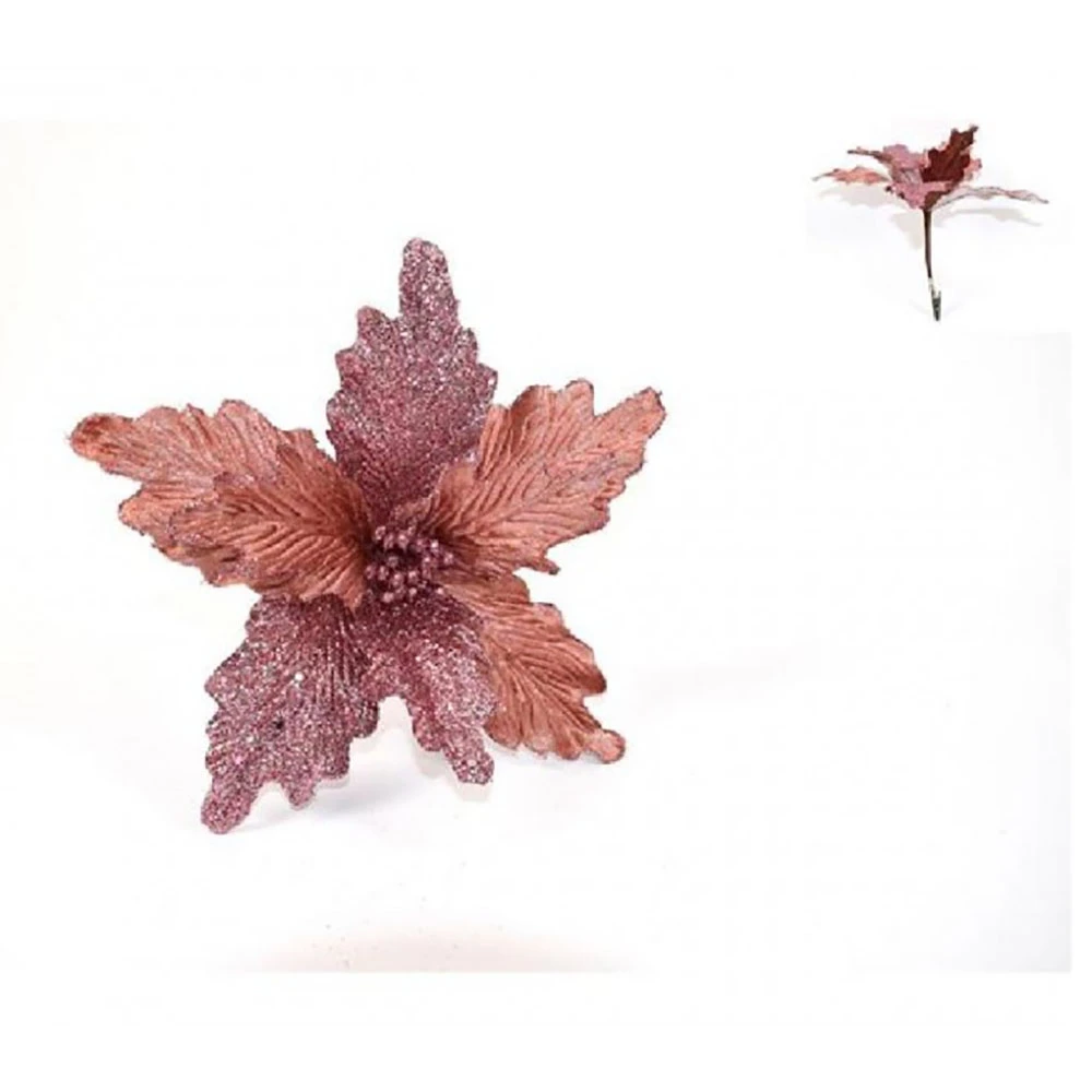 Addobbo Floreale Stella Di Natale 19cm Rosa 1 Addobbo Floreale Stella Di Natale 19cm Rosa