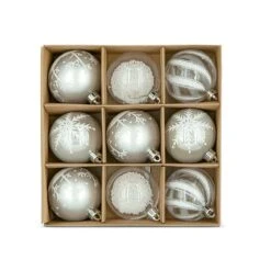 9 Palline Natalizie 60mm Infrangibili Bianche E Trasparenti