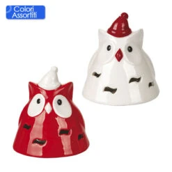 Villa D'Este Gufo Di Natale Piccolo Con Led In Ceramica